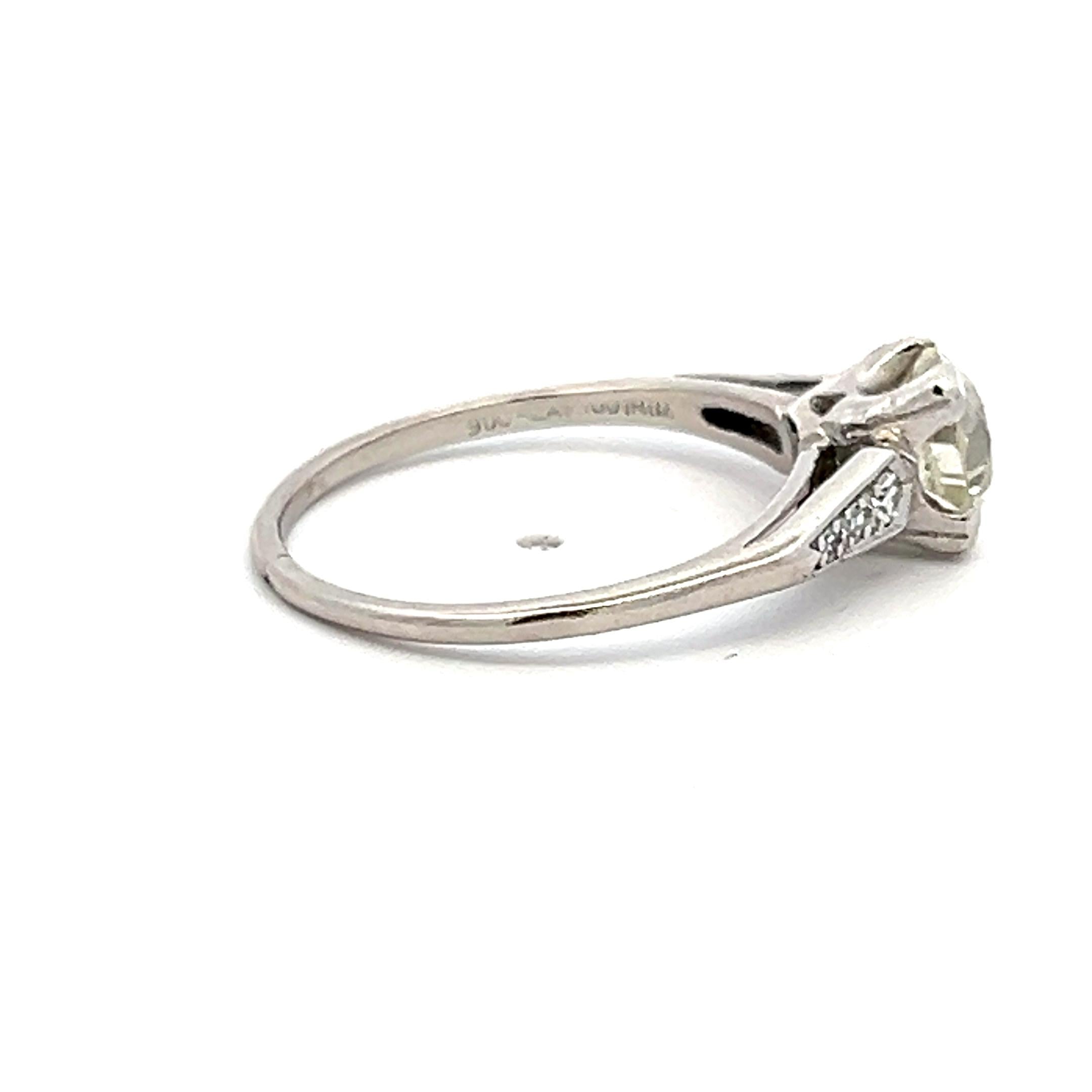 Platinum Engagement Ring 1.21ct Circular & Old European Diamond Size 7 L VS2 GIA