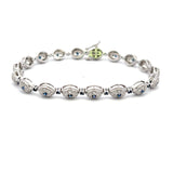 0.89 Carat Sapphire 0.48 Carat Round Brilliant Diamond 14K White Gold Link Bracelet