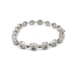 0.89 Carat Sapphire 0.48 Carat Round Brilliant Diamond 14K White Gold Link Bracelet