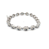 0.89 Carat Sapphire 0.48 Carat Round Brilliant Diamond 14K White Gold Link Bracelet