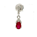 1.02 Carat Ruby 0.10 Carat Round Brilliant Diamond 18K WG Dangling Earrings