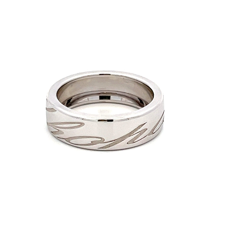 Chopard Vintage 8.50 Grams 18 Karat White Gold Engraved Band Ring