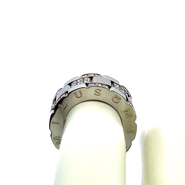 Milus 1.50 Carat Round Brilliant G VS2 Diamond 18 Karat White Gold Band Ring