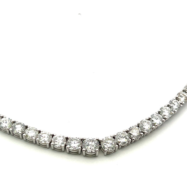 34.62 Carat Round Brilliant G VS1 Diamond 18 Karat White Gold Riviera Necklace