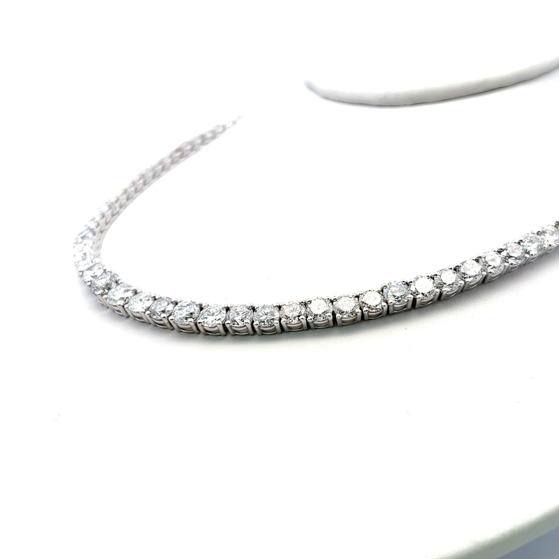 34.62 Carat Round Brilliant G VS1 Diamond 18 Karat White Gold Riviera Necklace