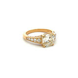 2.91 Carat Old Miner Cut and Old European Diamond 18K YG Engagement Ring