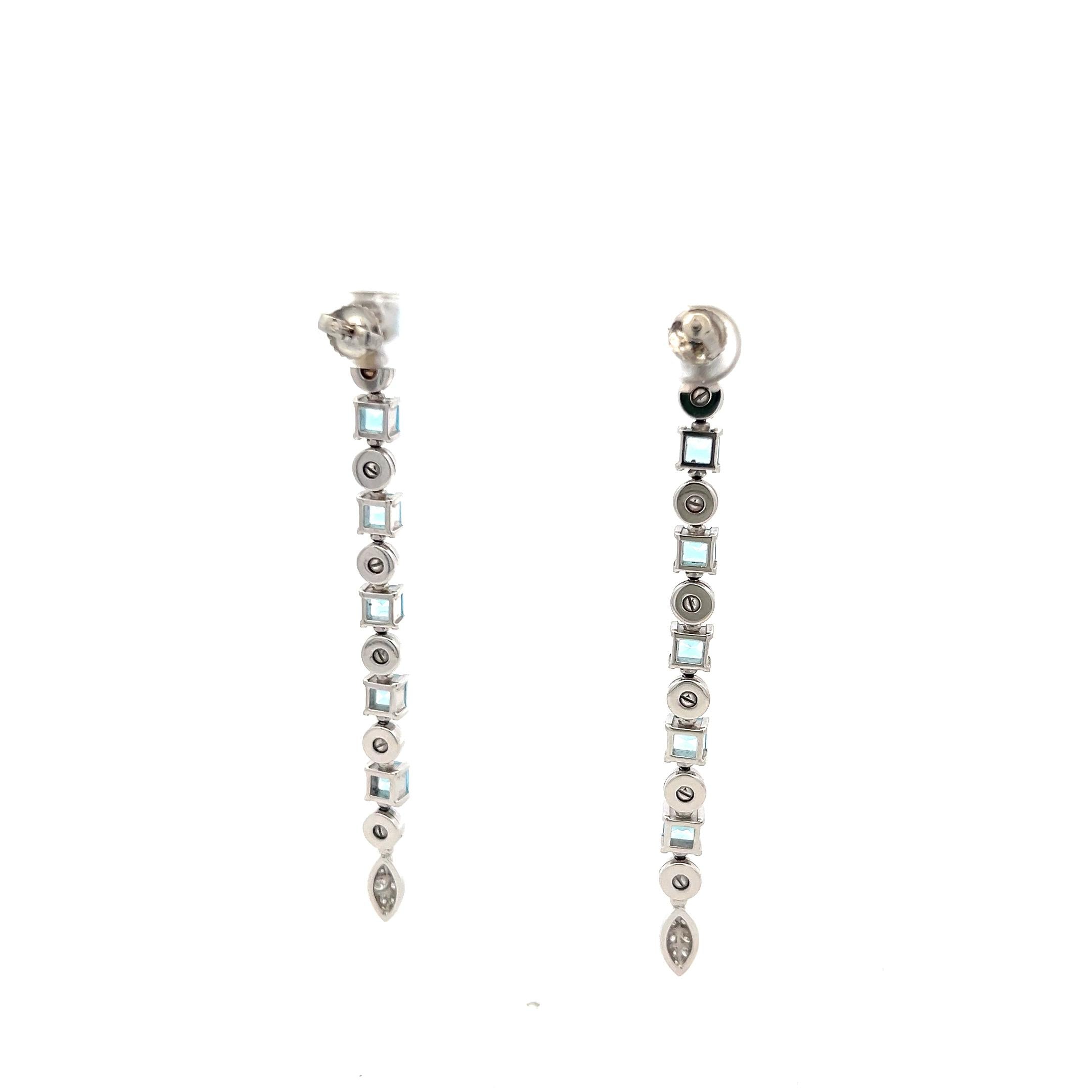 Bvlgari Platinum Dangling Earrings with 0.16 Carat Round G-VS2 Diamonds