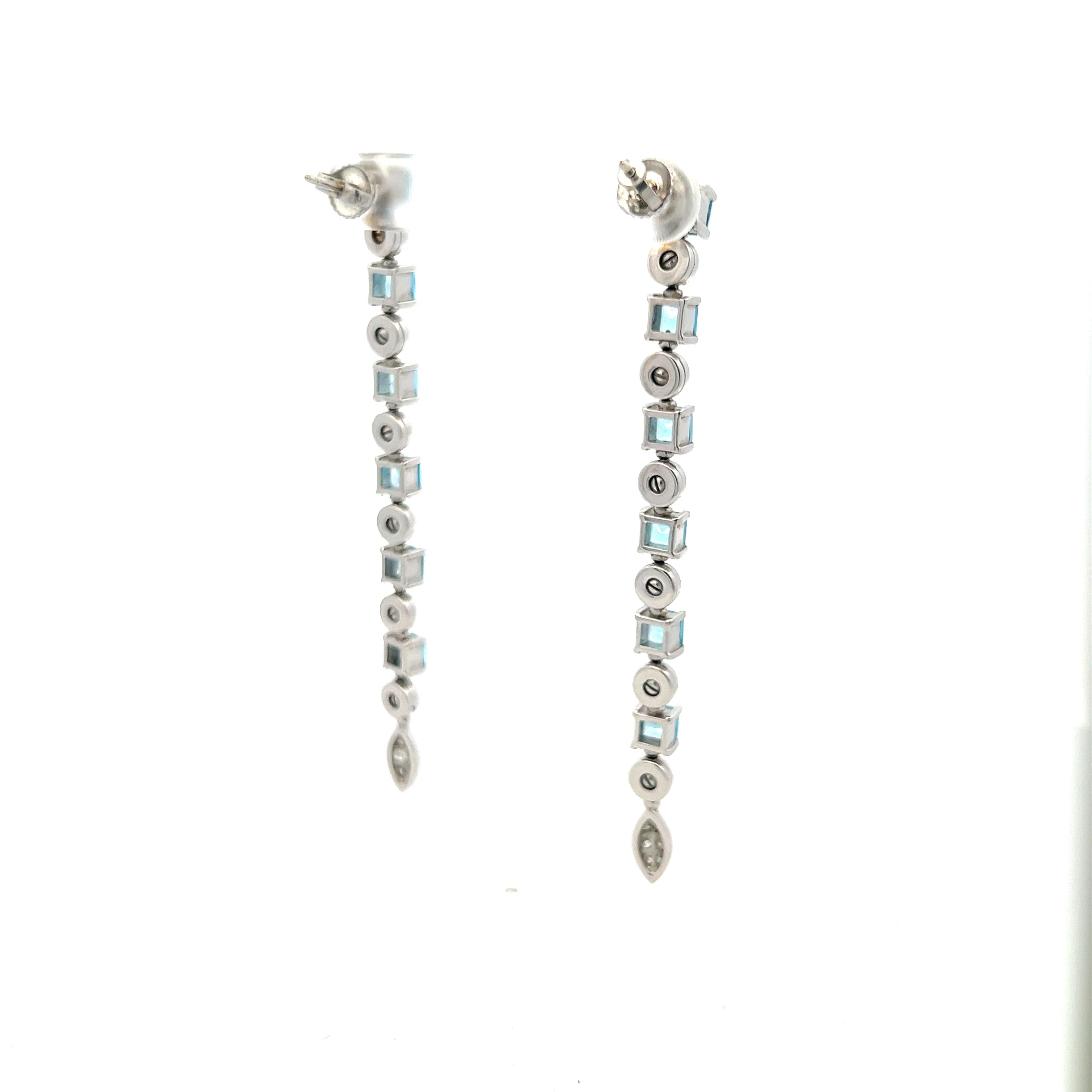 Bvlgari Platinum Dangling Earrings with 0.16 Carat Round G-VS2 Diamonds