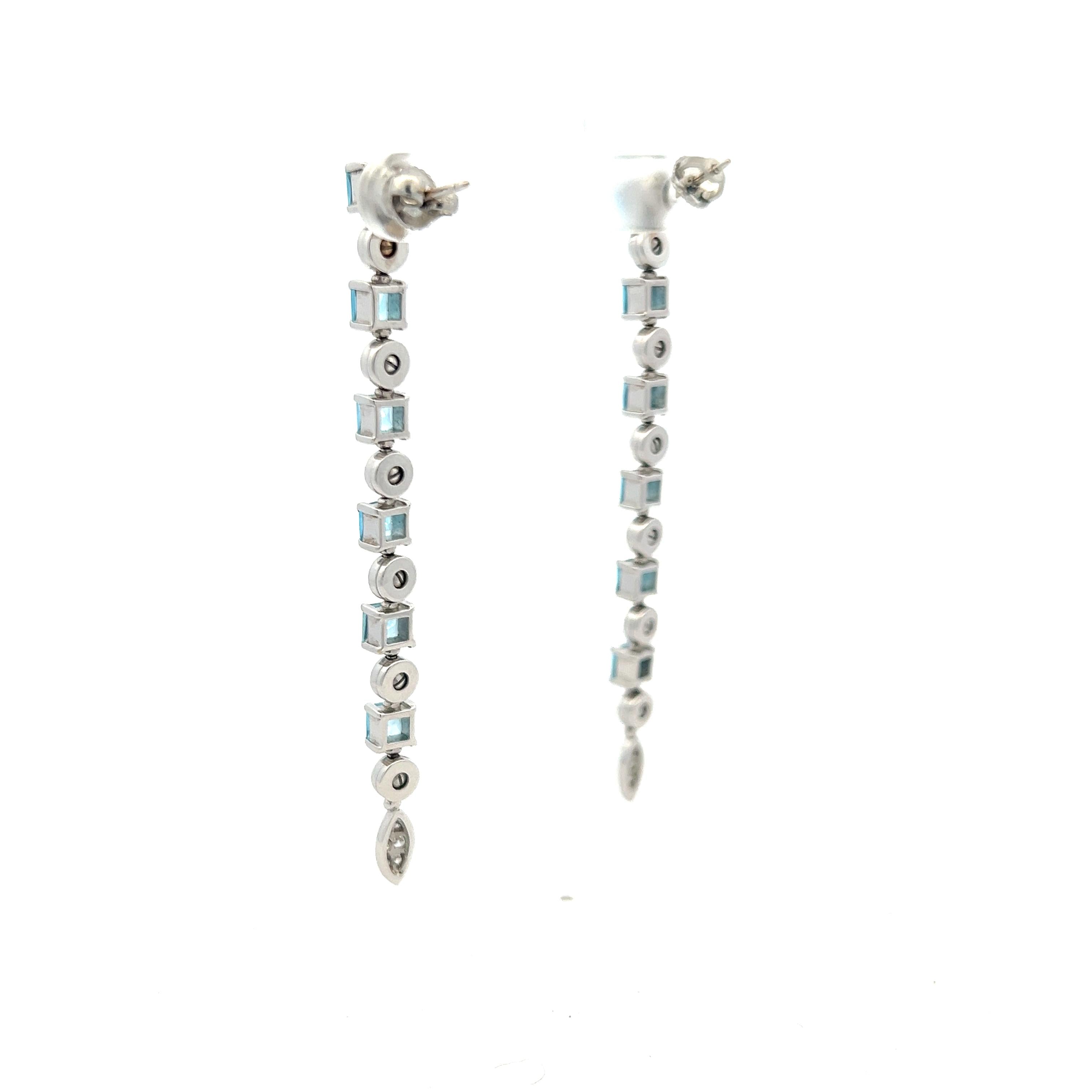 Bvlgari Platinum Dangling Earrings with 0.16 Carat Round G-VS2 Diamonds