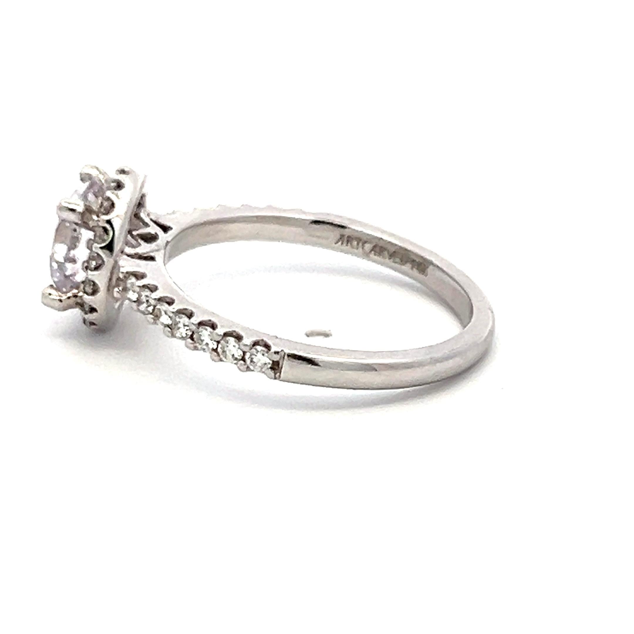 Vintage 14K White Gold Engagement Ring, 1.2ct Lab Diamond, .34ct Natural Diamond