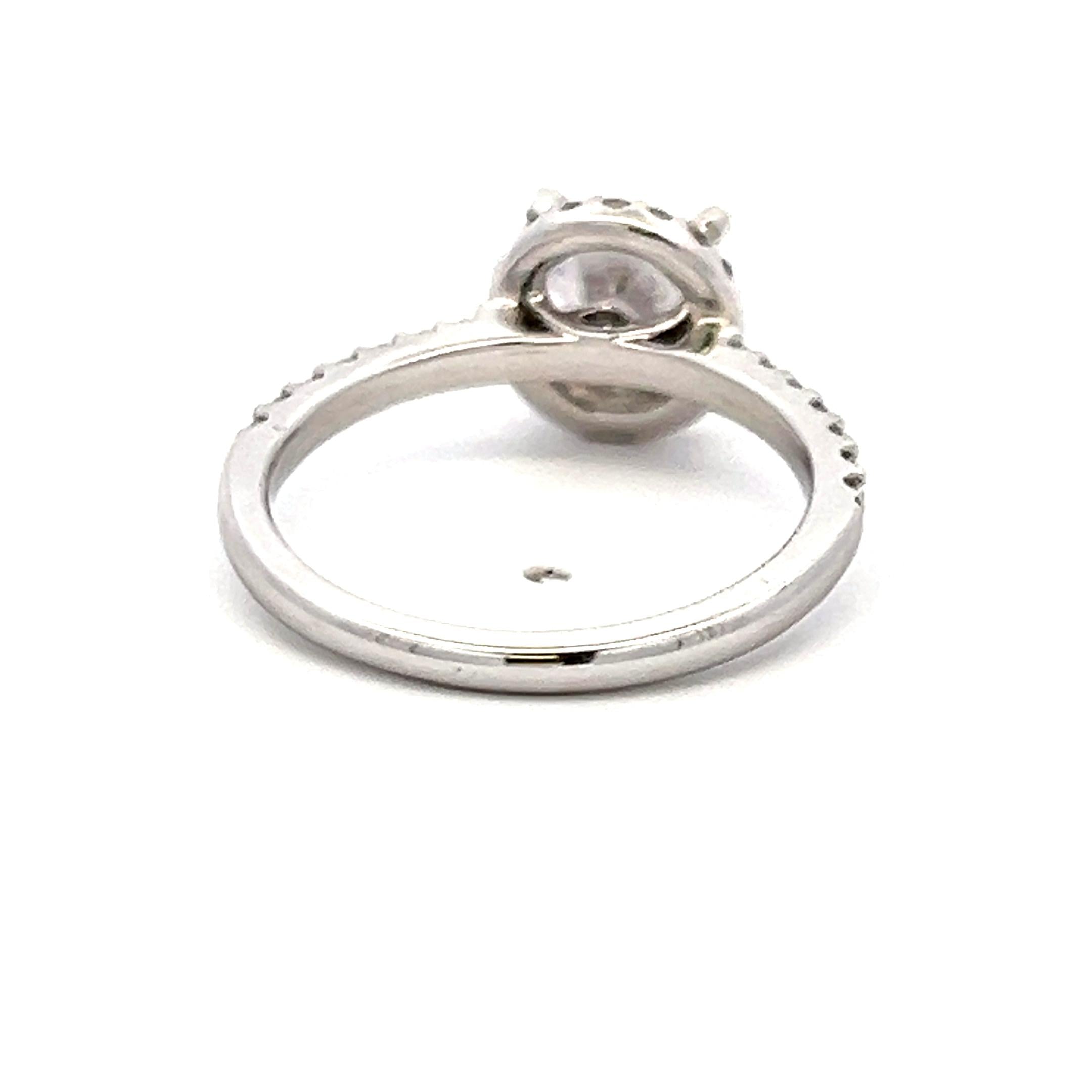 Vintage 14K White Gold Engagement Ring, 1.2ct Lab Diamond, .34ct Natural Diamond