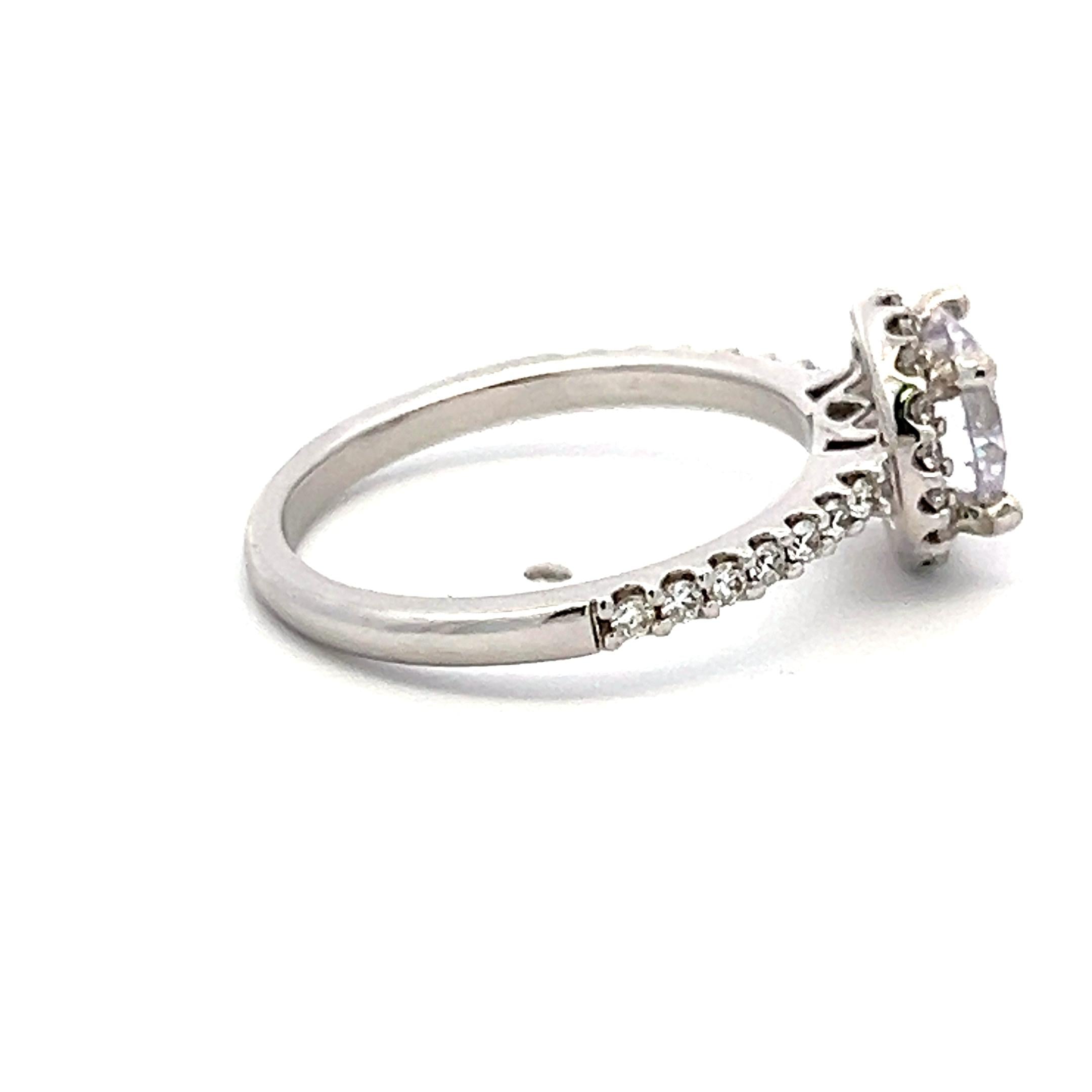 Vintage 14K White Gold Engagement Ring, 1.2ct Lab Diamond, .34ct Natural Diamond