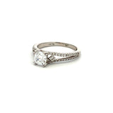 0.38 Carat Round Diamond 0.75 Carat CZ 14K White Gold Semi Mount Ring