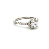 0.31 Carat Round Brilliant Diamond 0.75 Carat CZ 14K WG Semi Mount Ring