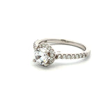 0.31 Carat Round Brilliant Diamond 0.75 Carat CZ 14K WG Semi Mount Ring