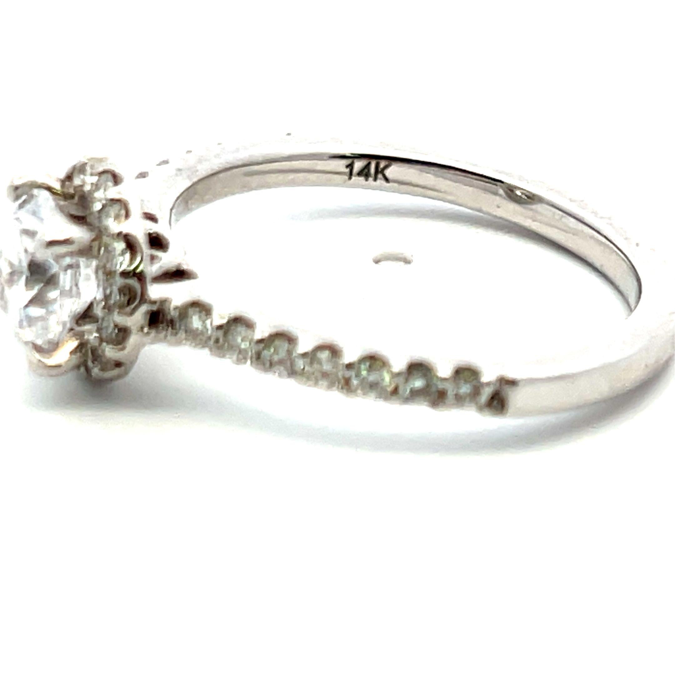 14K WG Engagement Ring 0.75ct Lab-Grown Center Diamond & 0.31ct Natural Diamonds