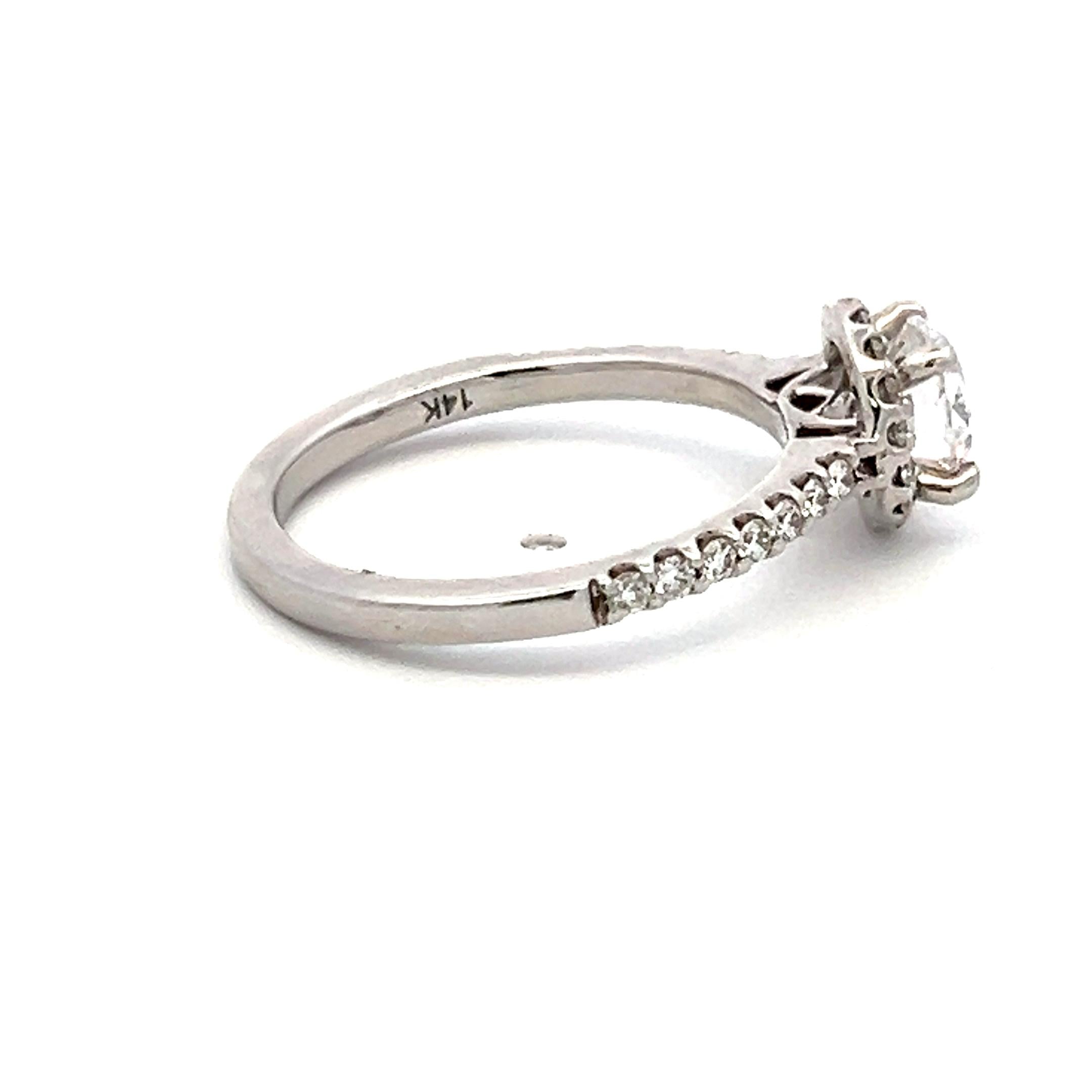 14K WG Engagement Ring 0.75ct Lab-Grown Center Diamond & 0.31ct Natural Diamonds