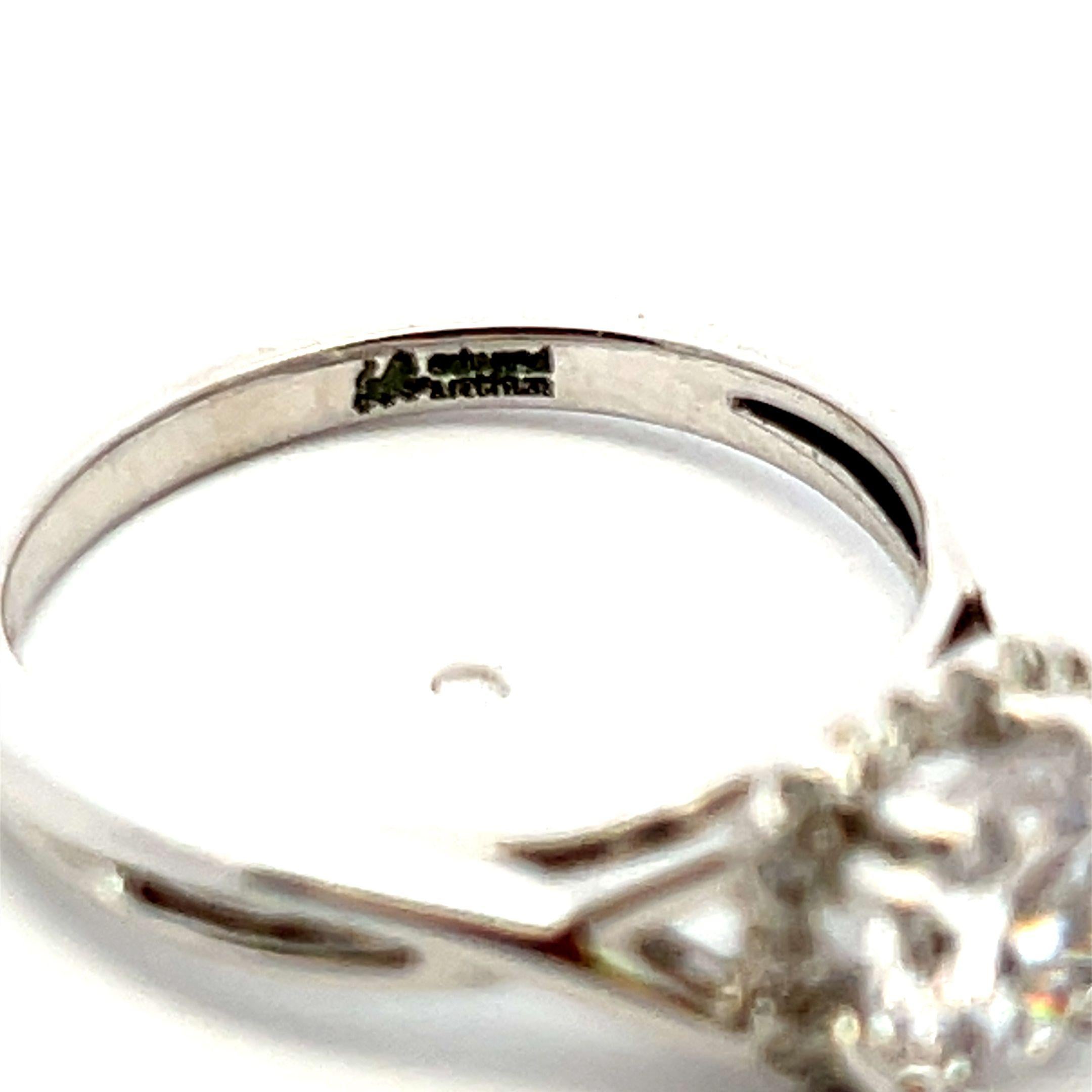 14K WG Engagement Ring 1ct Lab-Grown Center Diamond & 0.12ct Natural Diamonds