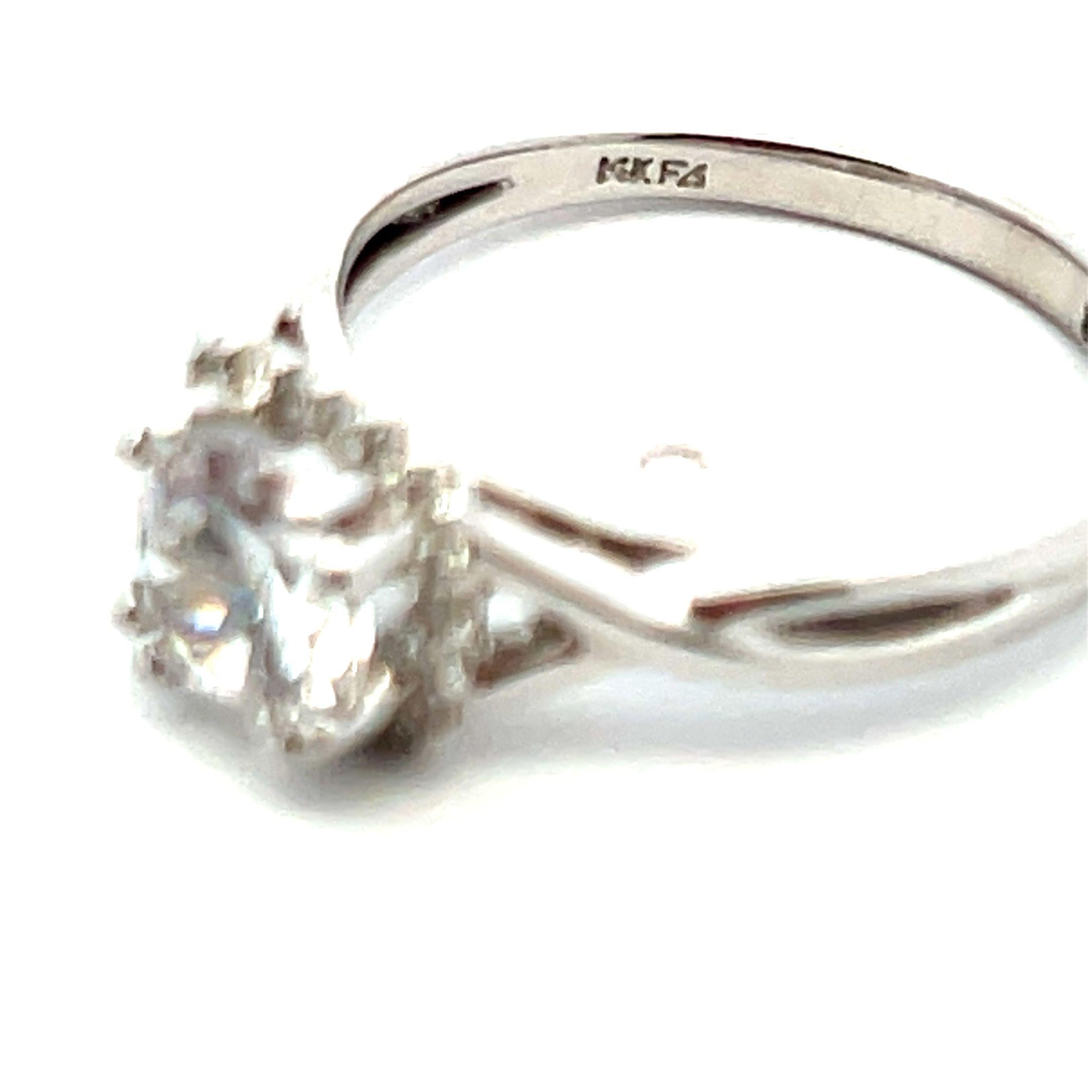 14K WG Engagement Ring 1ct Lab-Grown Center Diamond & 0.12ct Natural Diamonds