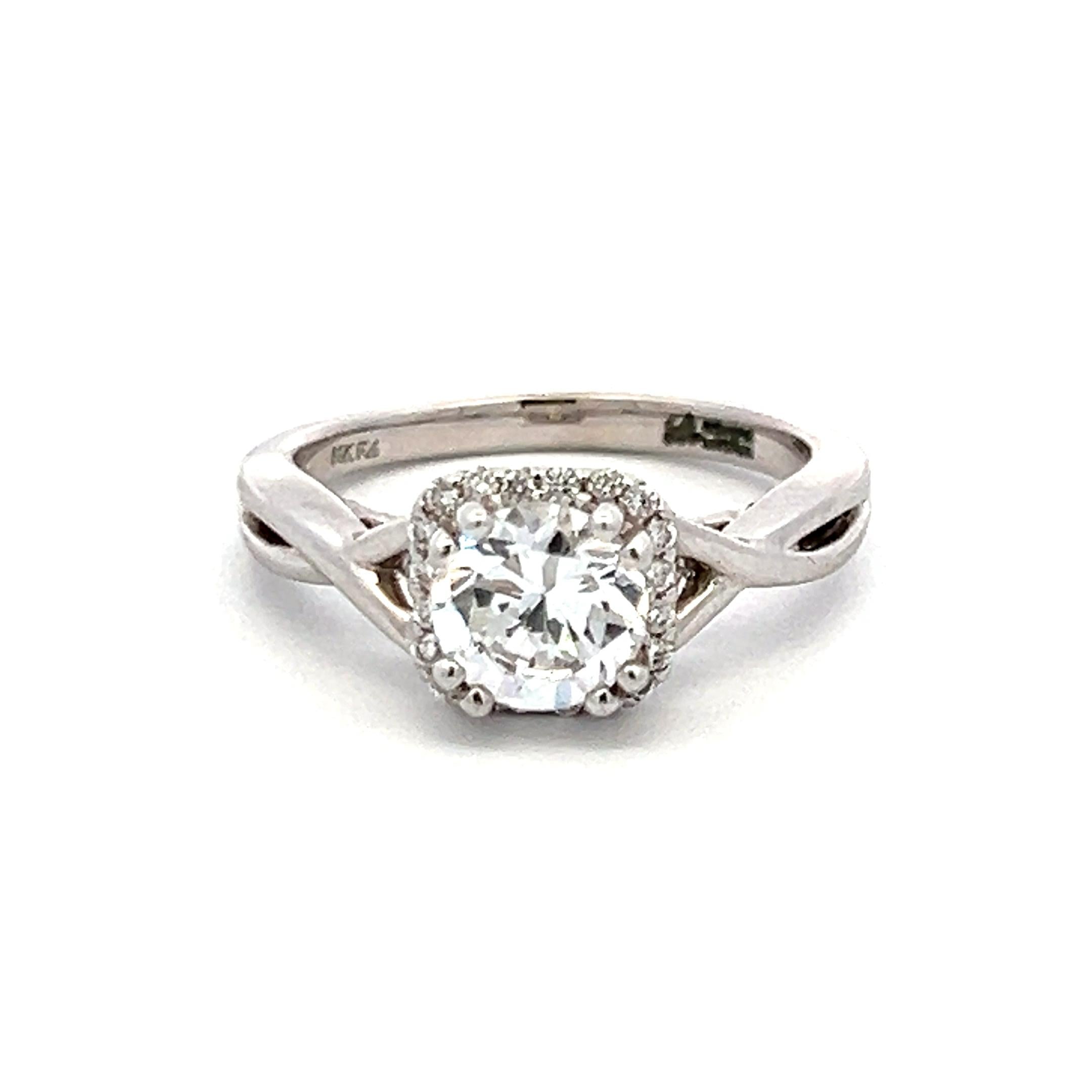 14K WG Engagement Ring 1ct Lab-Grown Center Diamond & 0.12ct Natural Diamonds
