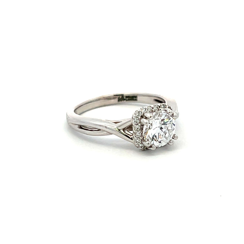 0.12 Carat Round Brilliant Diamond 1 Carat CZ 14K White Gold Semi Mount Ring