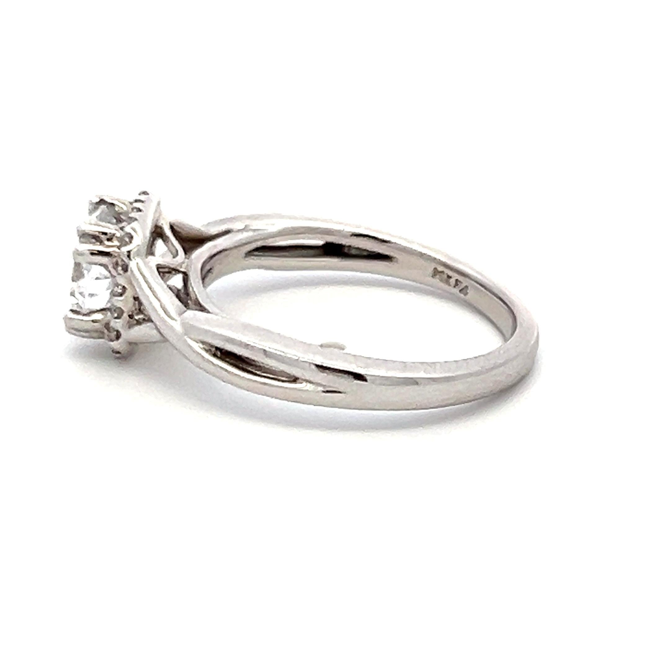 14K WG Engagement Ring 1ct Lab-Grown Center Diamond & 0.12ct Natural Diamonds