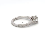 0.36 Carat Round Brilliant Diamond 0.65 Carat CZ 14K WG Semi Mount Ring