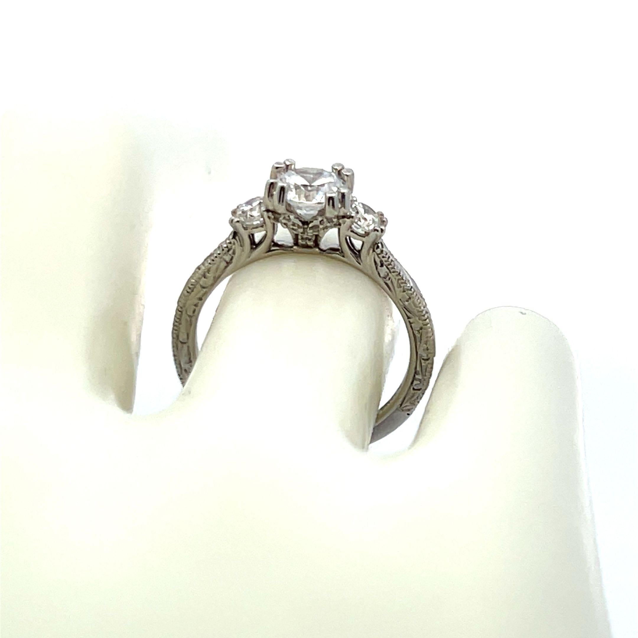 14K WG Engagement Ring 0.65ct Lab-Grown Center Diamond & 0.36ct Natural Diamonds
