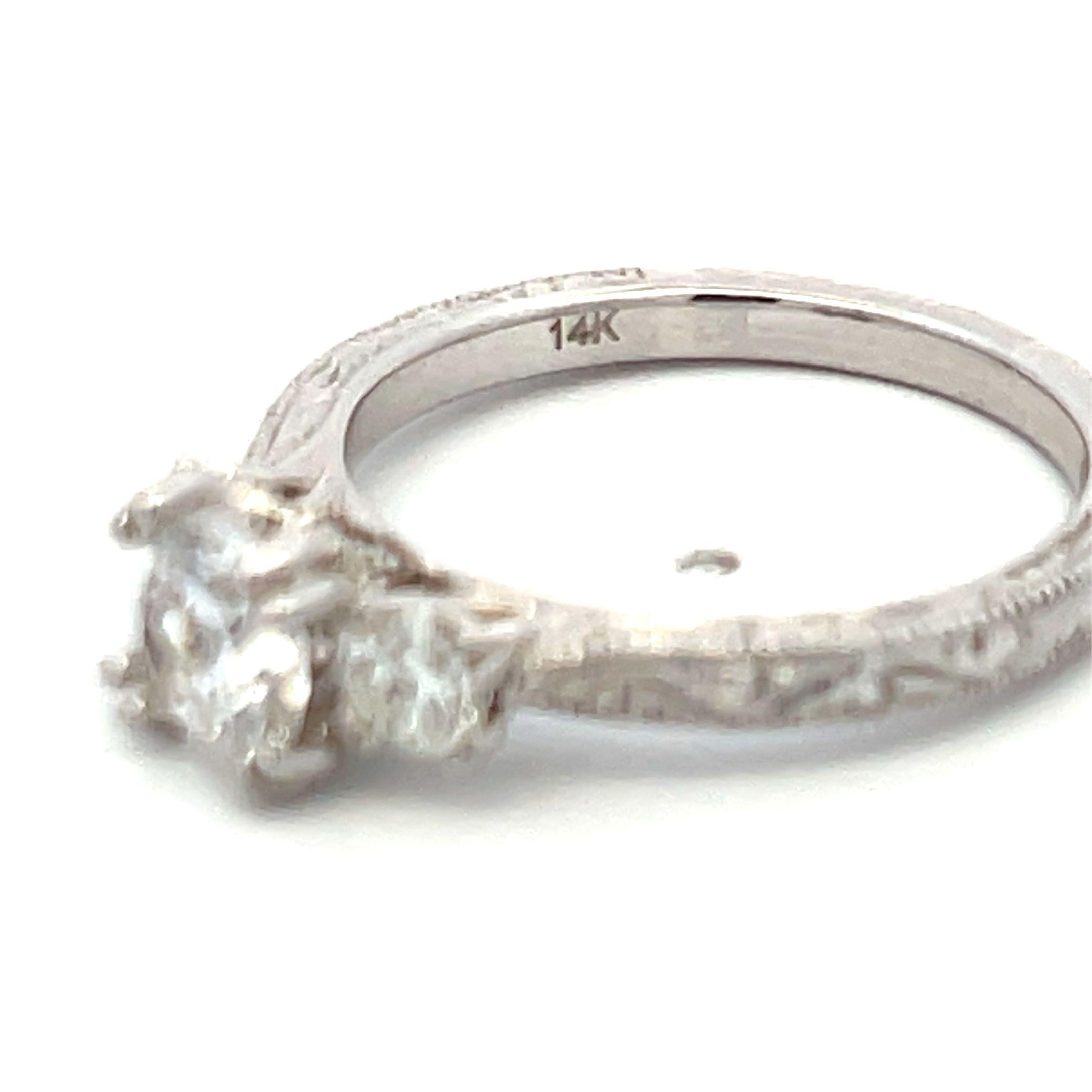 14K WG Engagement Ring 0.65ct Lab-Grown Center Diamond & 0.36ct Natural Diamonds