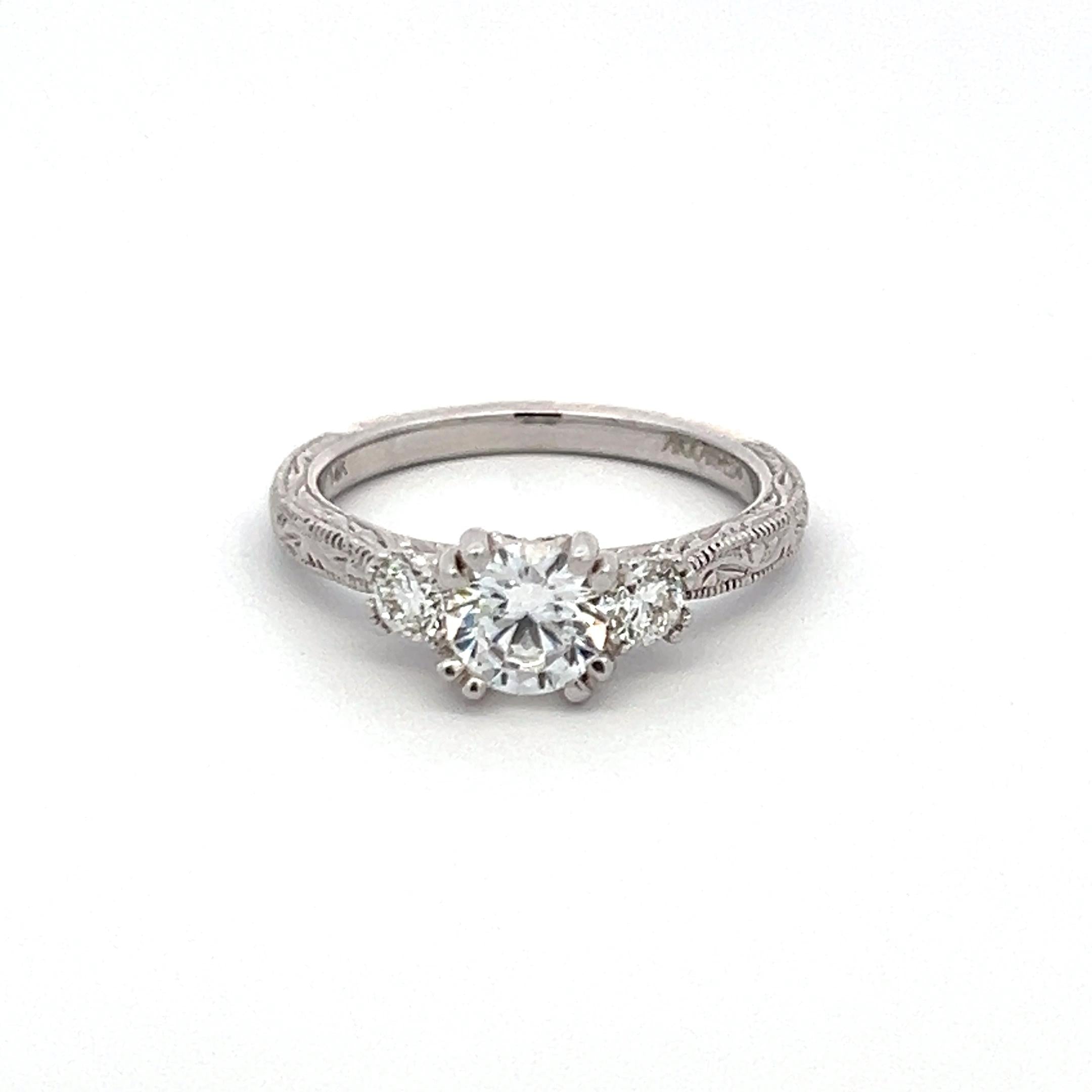 14K WG Engagement Ring 0.65ct Lab-Grown Center Diamond & 0.36ct Natural Diamonds
