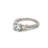 0.36 Carat Round Brilliant Diamond 0.65 Carat CZ 14K WG Semi Mount Ring