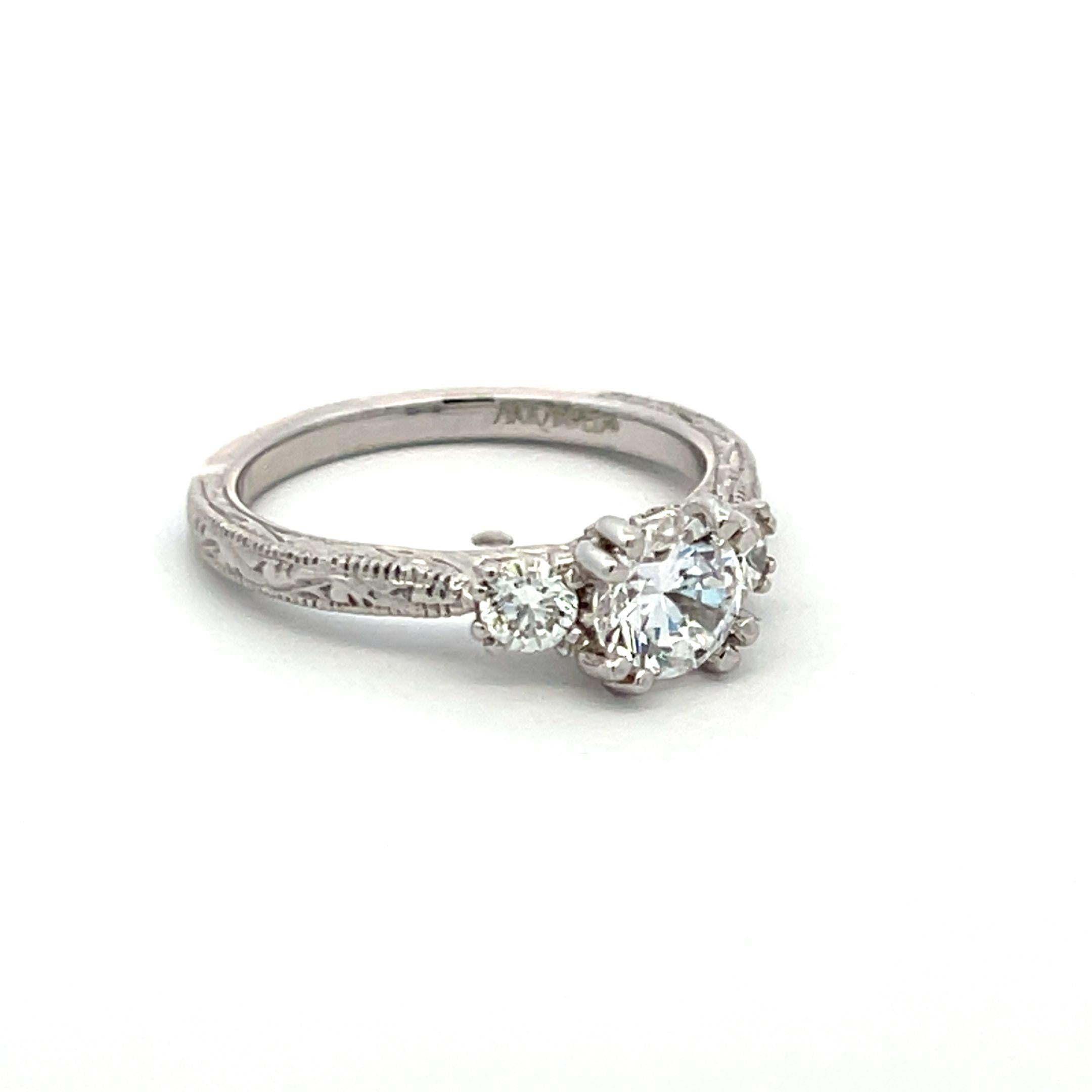 14K WG Engagement Ring 0.65ct Lab-Grown Center Diamond & 0.36ct Natural Diamonds