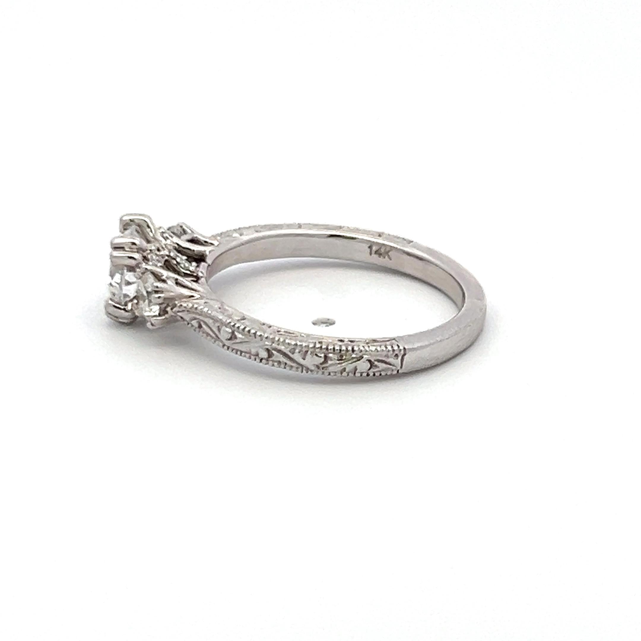14K WG Engagement Ring 0.65ct Lab-Grown Center Diamond & 0.36ct Natural Diamonds