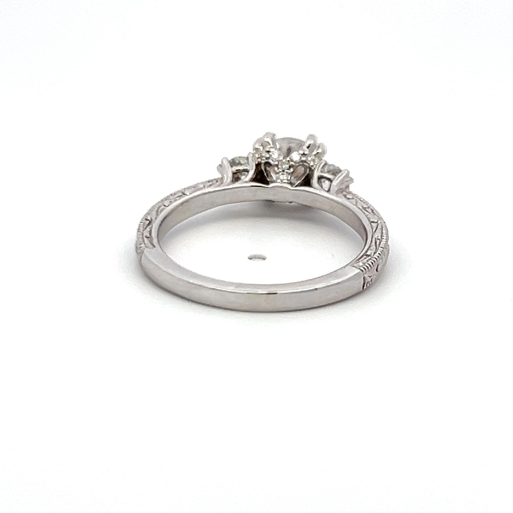 14K WG Engagement Ring 0.65ct Lab-Grown Center Diamond & 0.36ct Natural Diamonds
