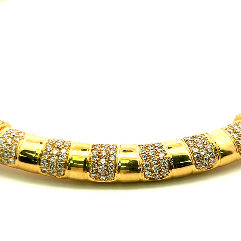 5.00 Carat Round Brilliant G VS1 Diamond 18 Karat Yellow Gold Choker Necklace