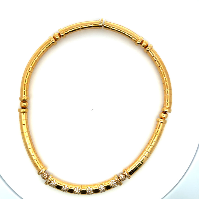 5.00 Carat Round Brilliant G VS1 Diamond 18 Karat Yellow Gold Choker Necklace