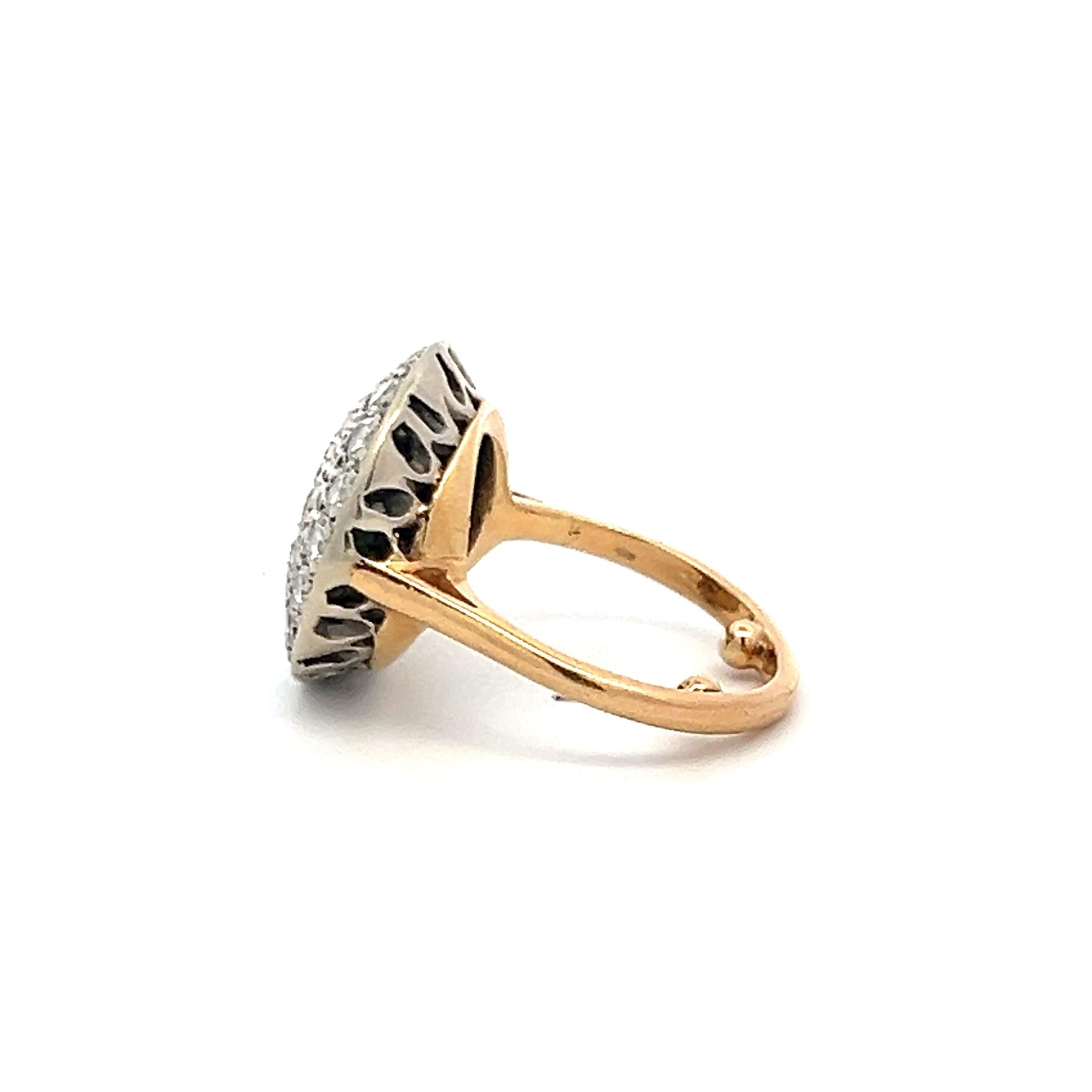 14K Two Tone Gold/Plat Semi Mount Ring 0.47ct European Diamonds Fits 6.47x6.36mm