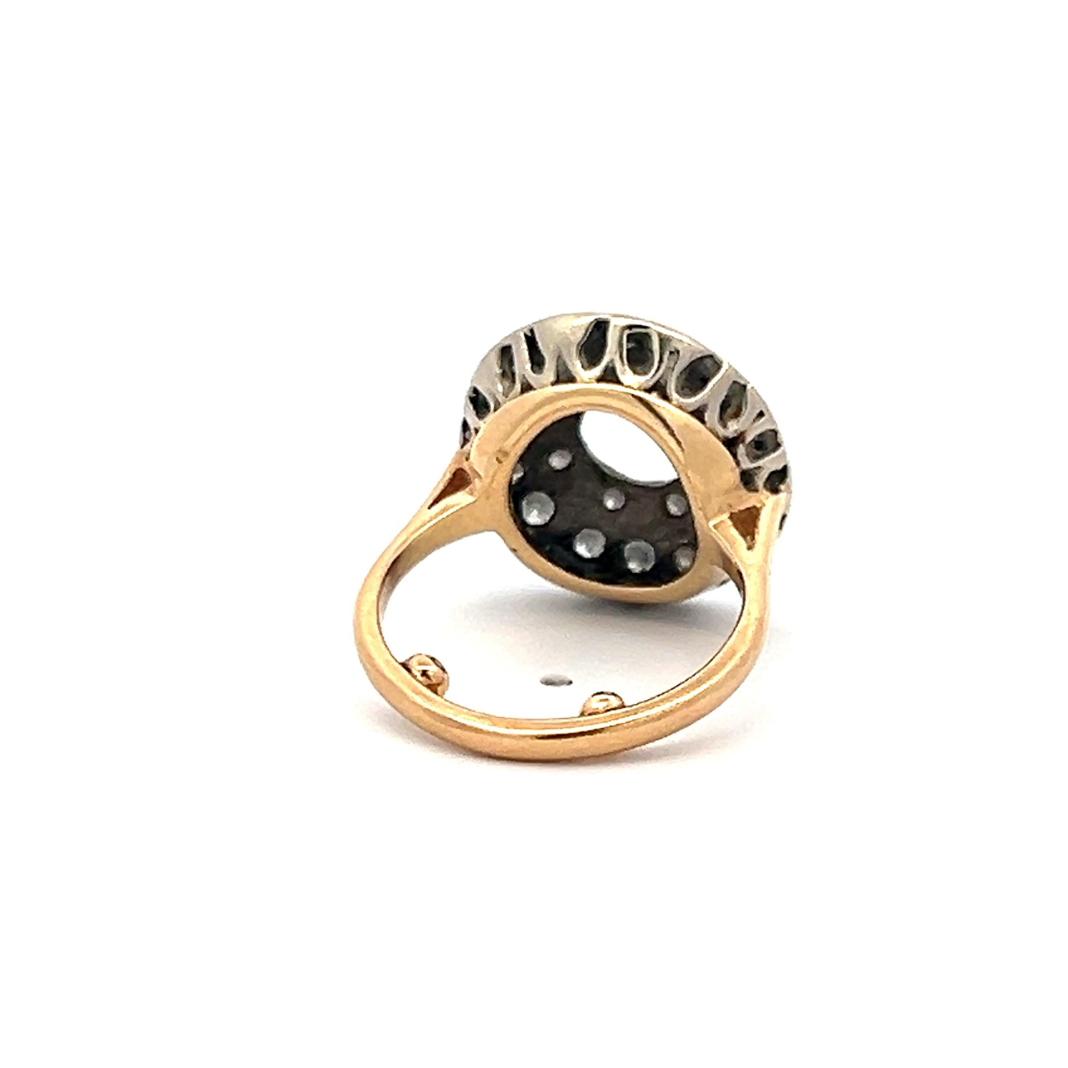 14K Two Tone Gold/Plat Semi Mount Ring 0.47ct European Diamonds Fits 6.47x6.36mm