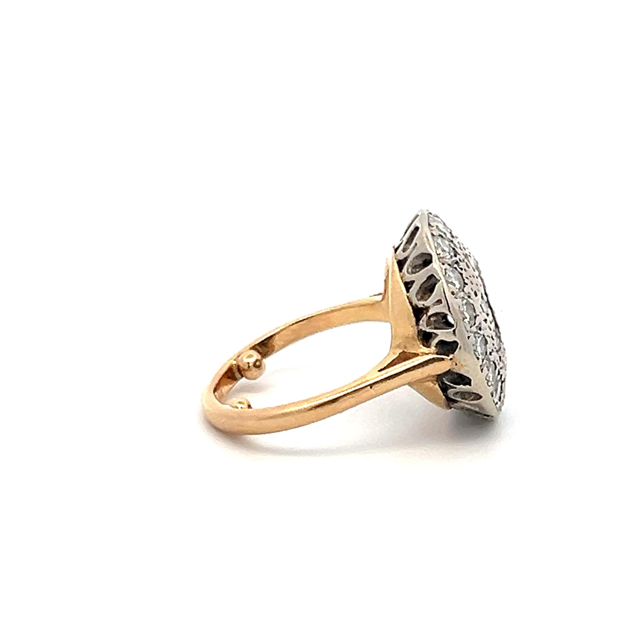 14K Two Tone Gold/Plat Semi Mount Ring 0.47ct European Diamonds Fits 6.47x6.36mm