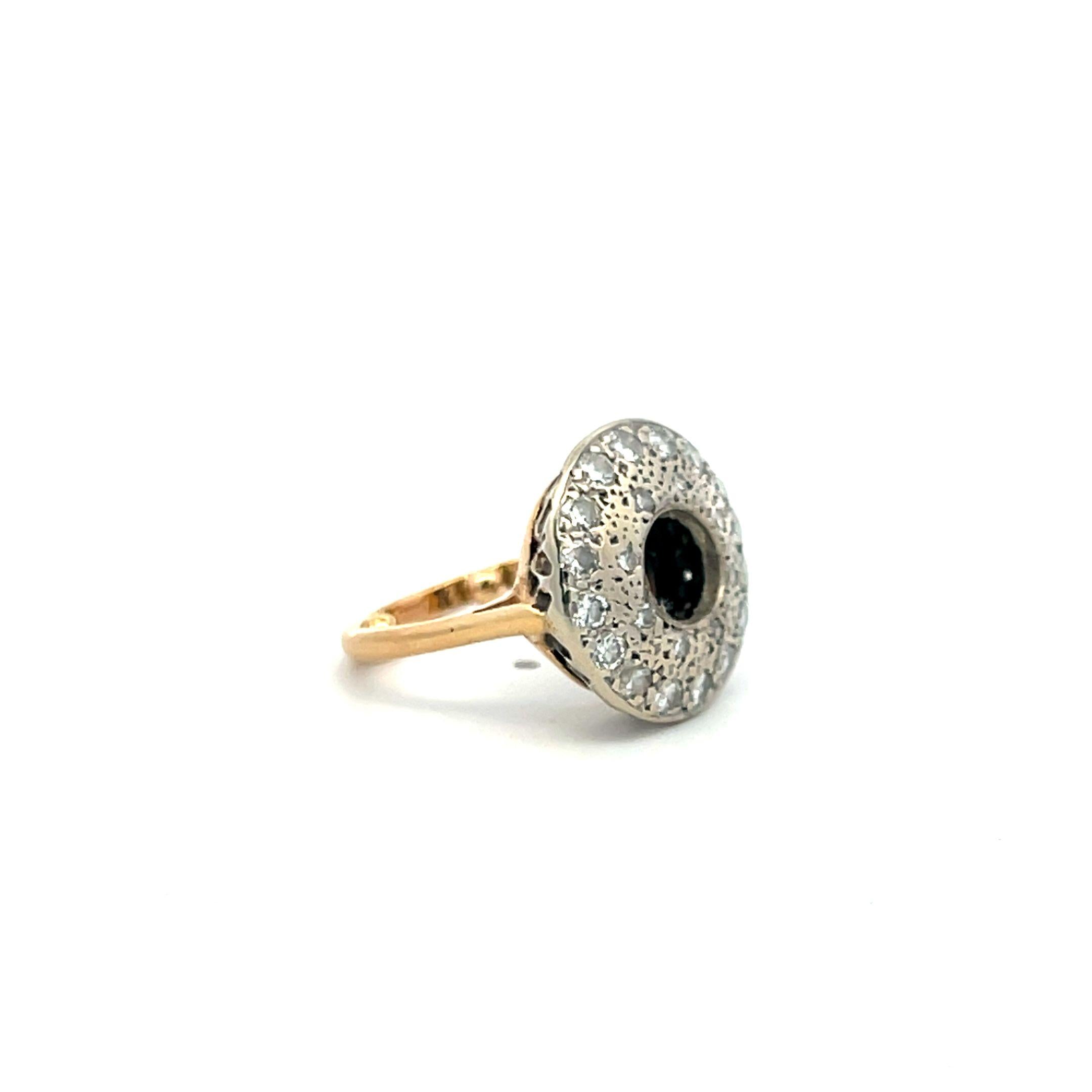 14K Two Tone Gold/Plat Semi Mount Ring 0.47ct European Diamonds Fits 6.47x6.36mm