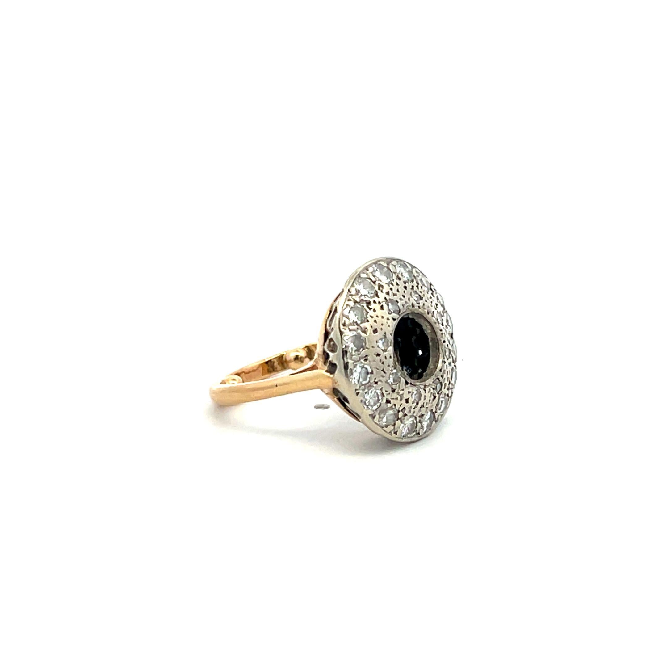14K Two Tone Gold/Plat Semi Mount Ring 0.47ct European Diamonds Fits 6.47x6.36mm