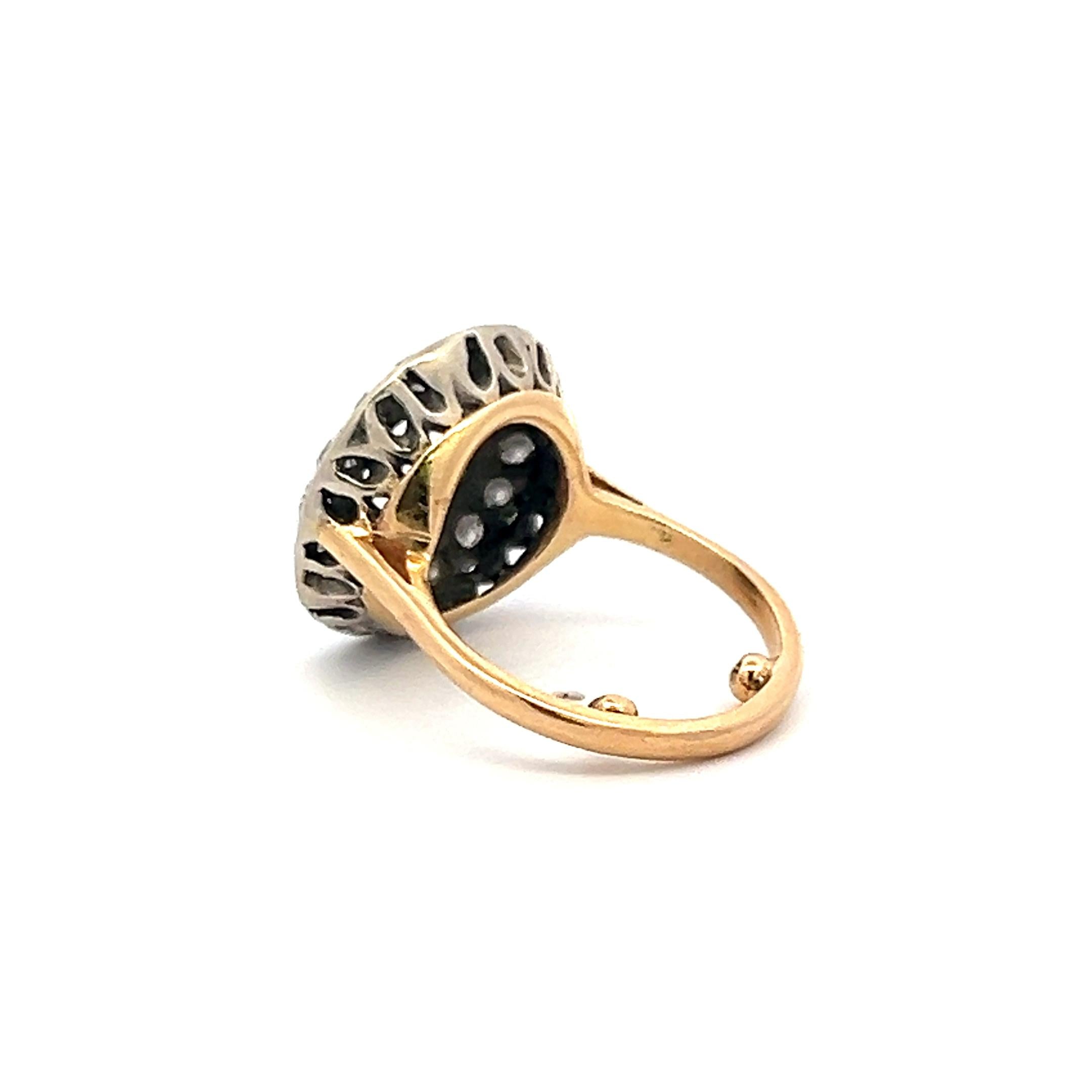14K Two Tone Gold/Plat Semi Mount Ring 0.47ct European Diamonds Fits 6.47x6.36mm