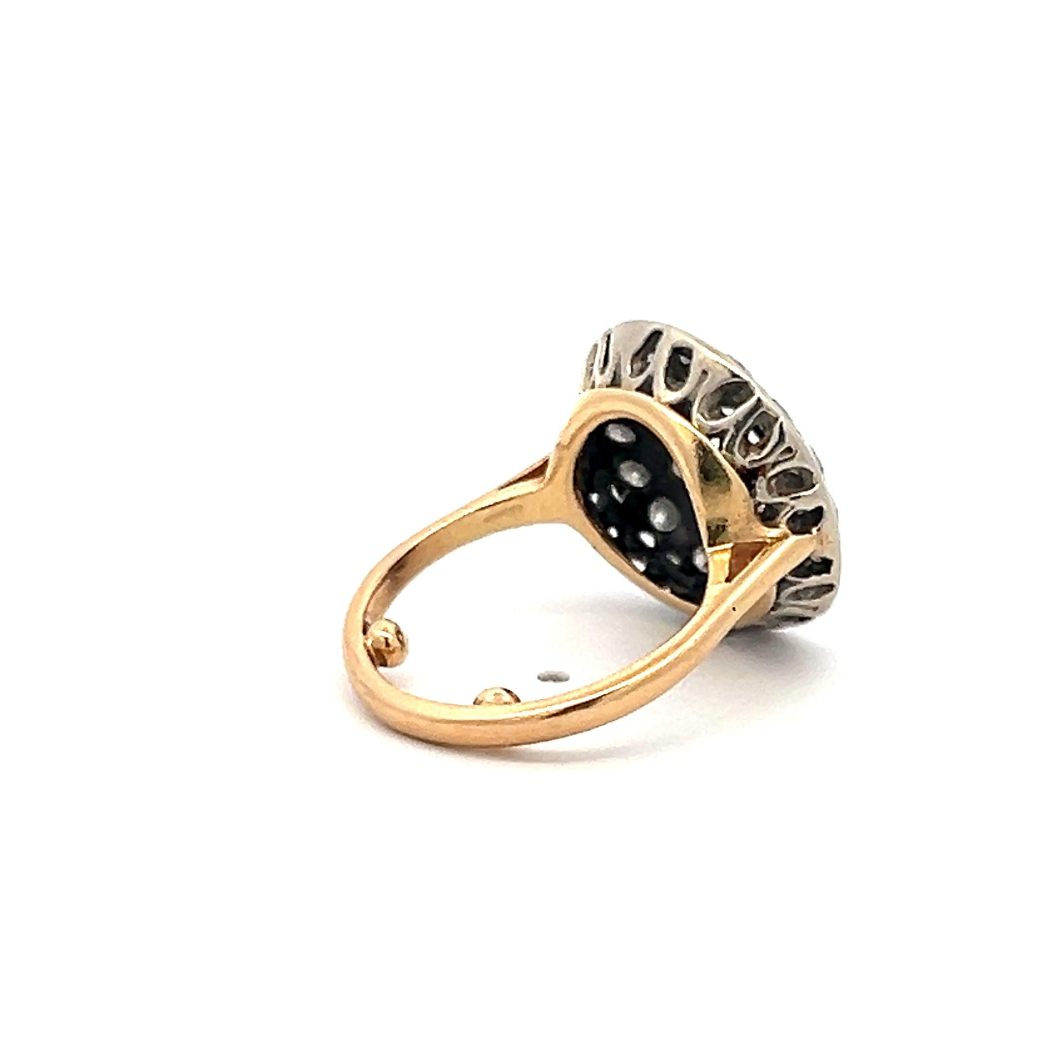 14K Two Tone Gold/Plat Semi Mount Ring 0.47ct European Diamonds Fits 6.47x6.36mm