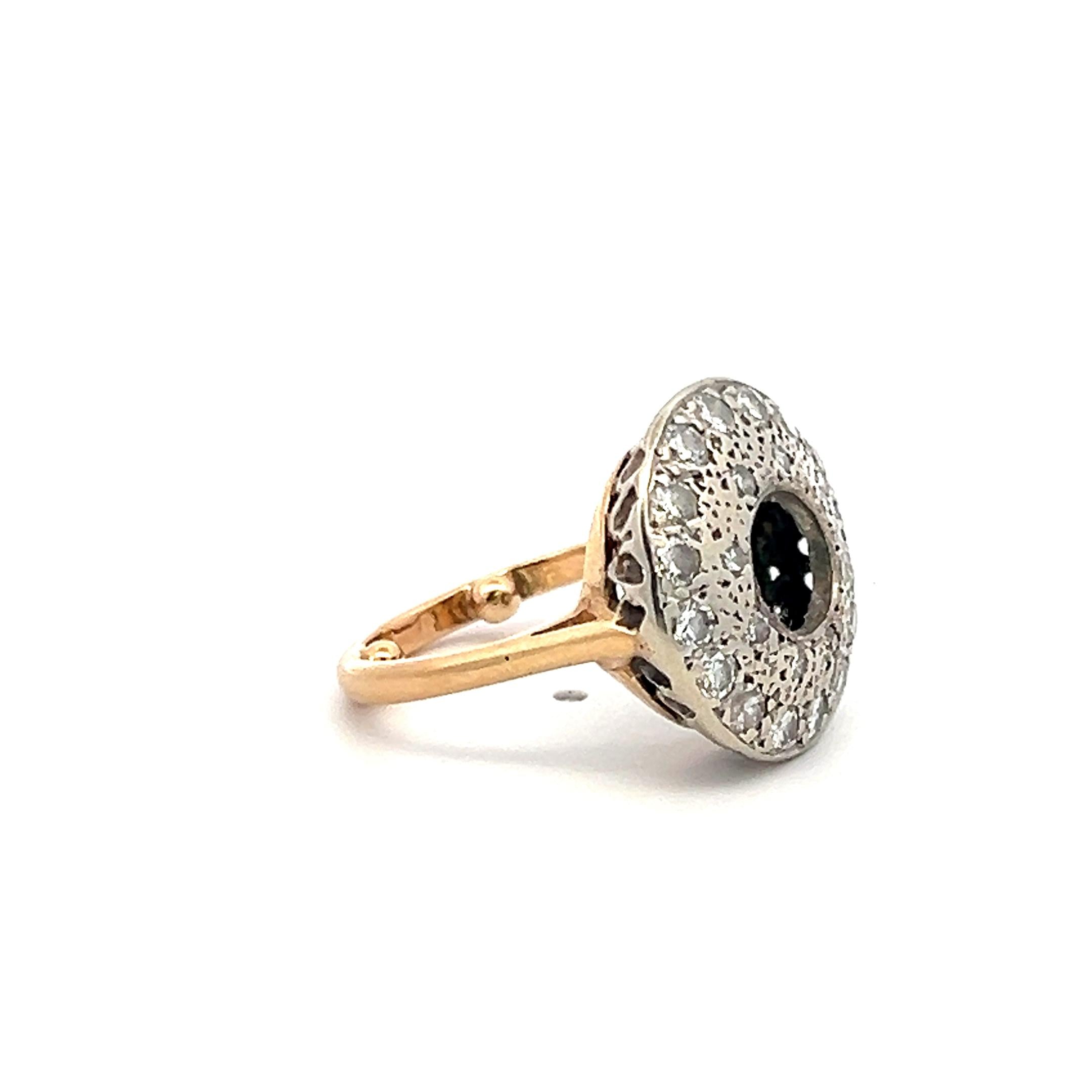 14K Two Tone Gold/Plat Semi Mount Ring 0.47ct European Diamonds Fits 6.47x6.36mm