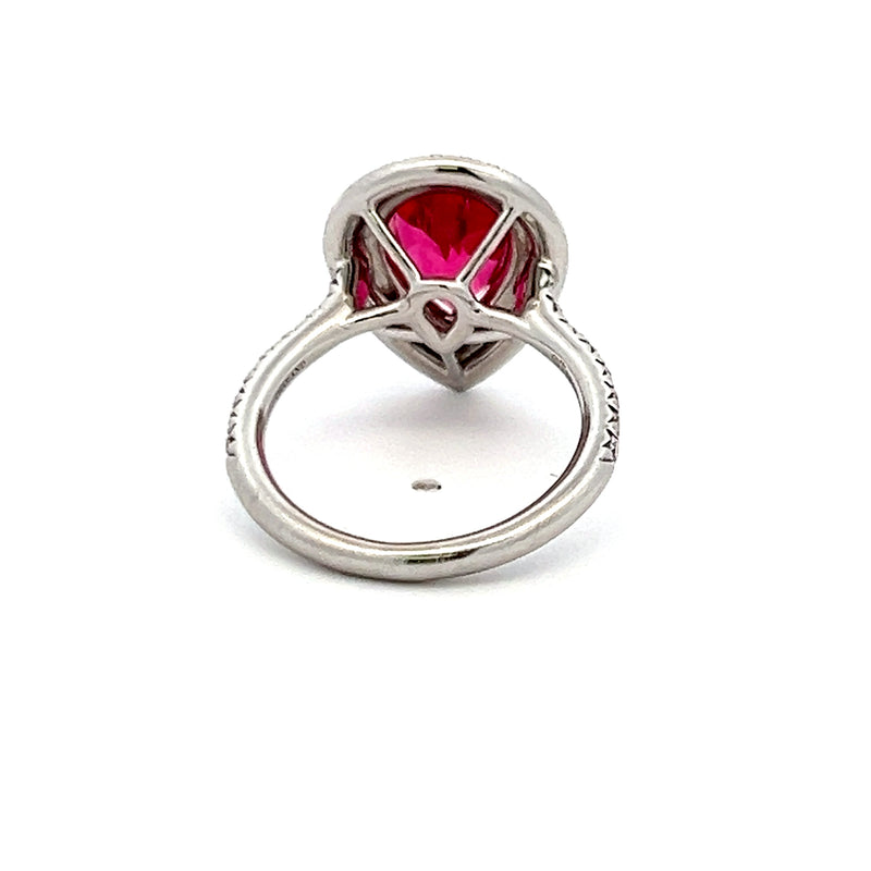 1.50 Carat Tourmaline 0.50 Carat Round Brilliant Diamond Platinum Cocktail Ring