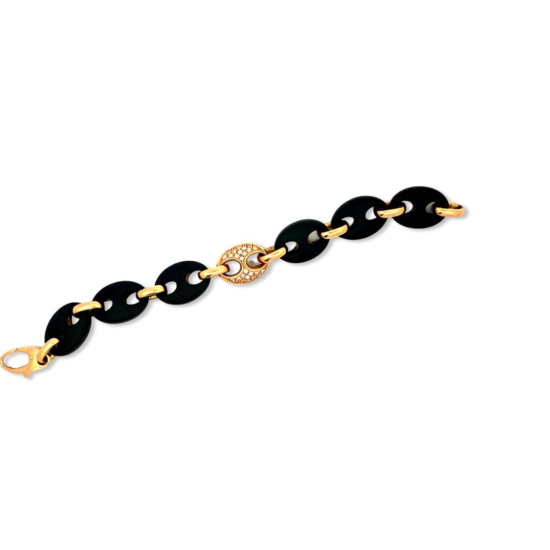 Vintage 18K Rose Gold Link Bracelet with 0.26 Carat Round H VS1 Diamonds