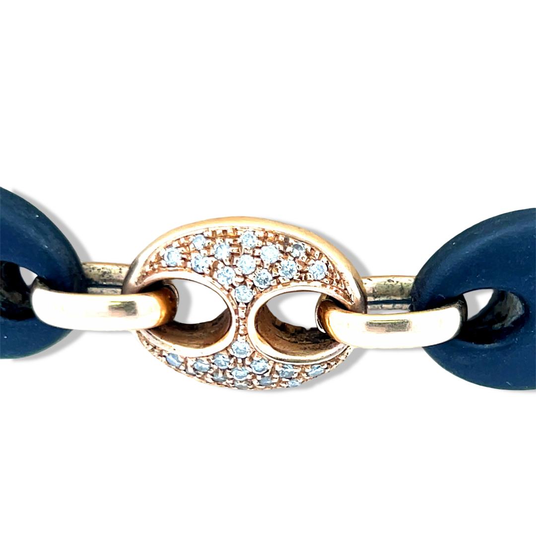Vintage 18K Rose Gold Link Bracelet with 0.26 Carat Round H VS1 Diamonds