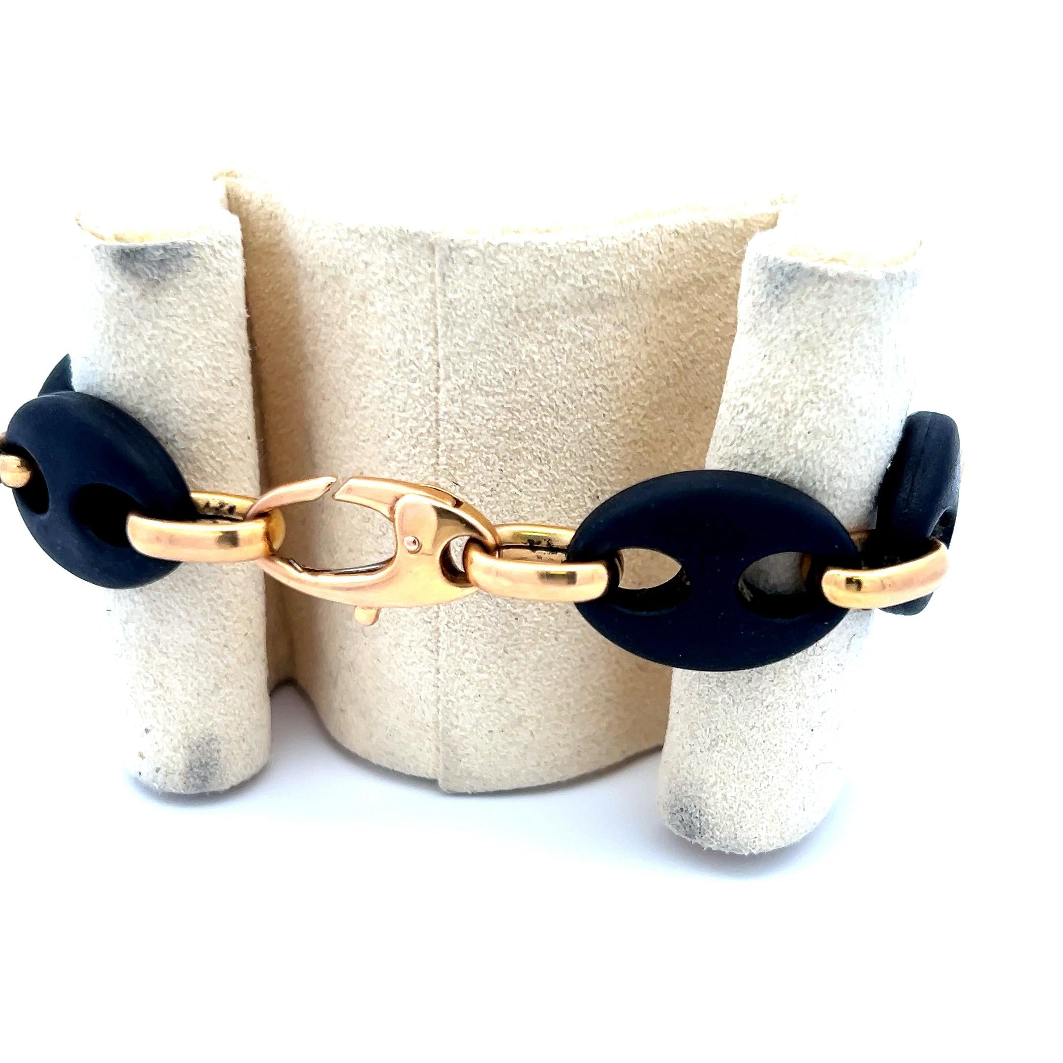 Vintage 18K Rose Gold Link Bracelet with 0.26 Carat Round H VS1 Diamonds
