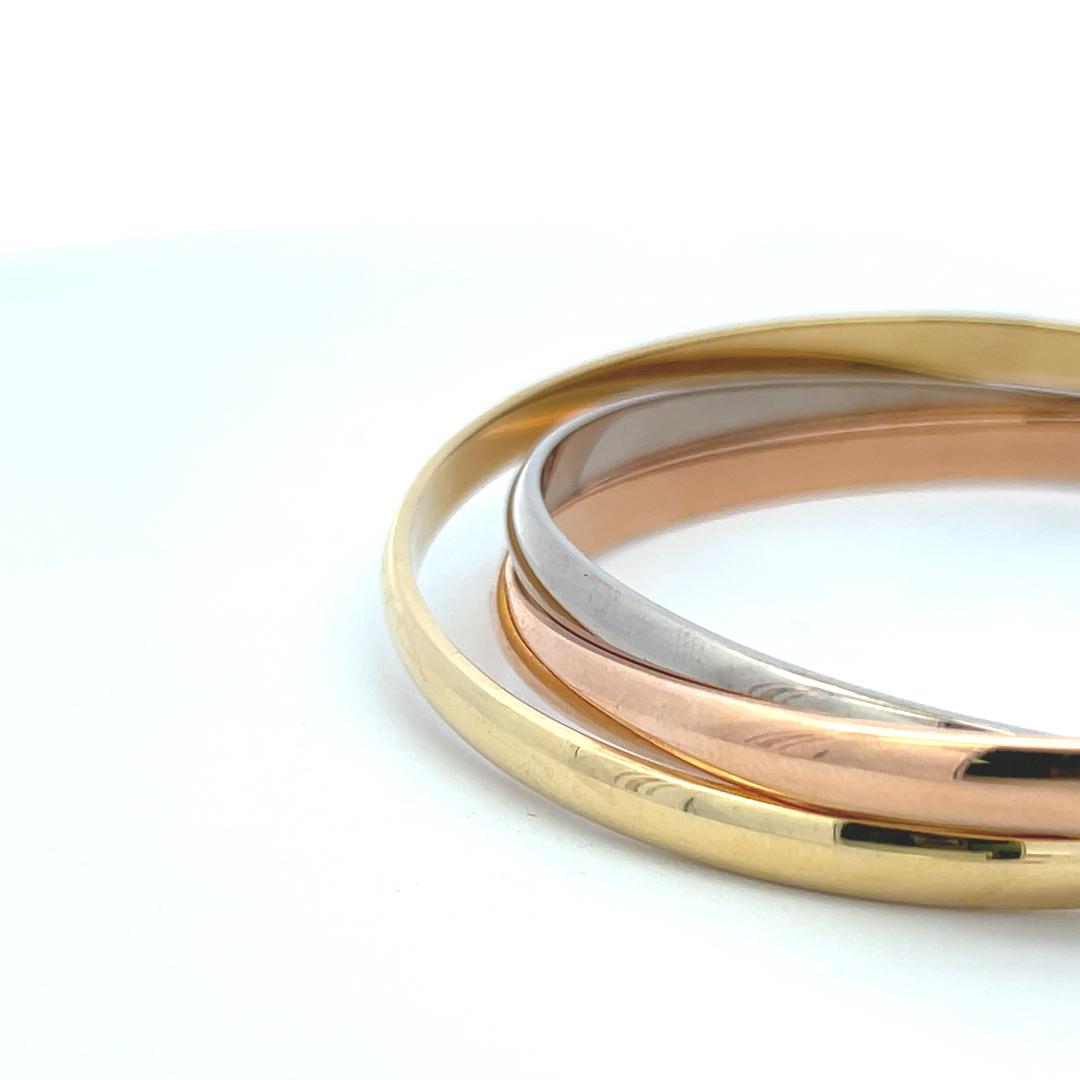 Cartier 18 Karat Tri Color Gold Bangle Trinity Bracelet with Paper