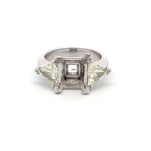 1.60 Carat Triangular Shape Diamond 14 Karat White Gold Semi Mount Ring